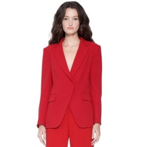 ALICE + OLIVIA - Helena Roll Sleeve Blazer Ruby Red 4 Small